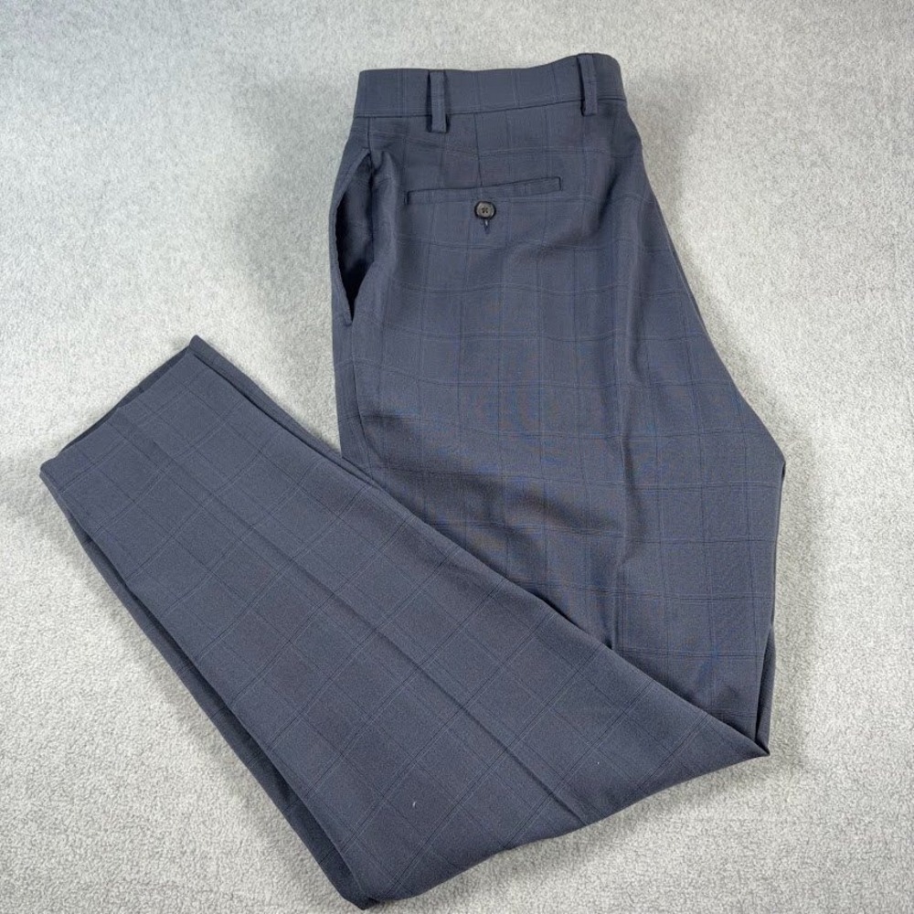 Ralph Lauren Dress Pants Mens 38W x 32L Blue Windowpane Plaid Straight Trousers